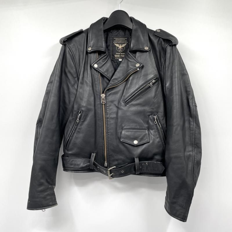 【中古】GOOD FIGHT ダブルライダースジャケット ブラック サイズM グッドファイト[17]