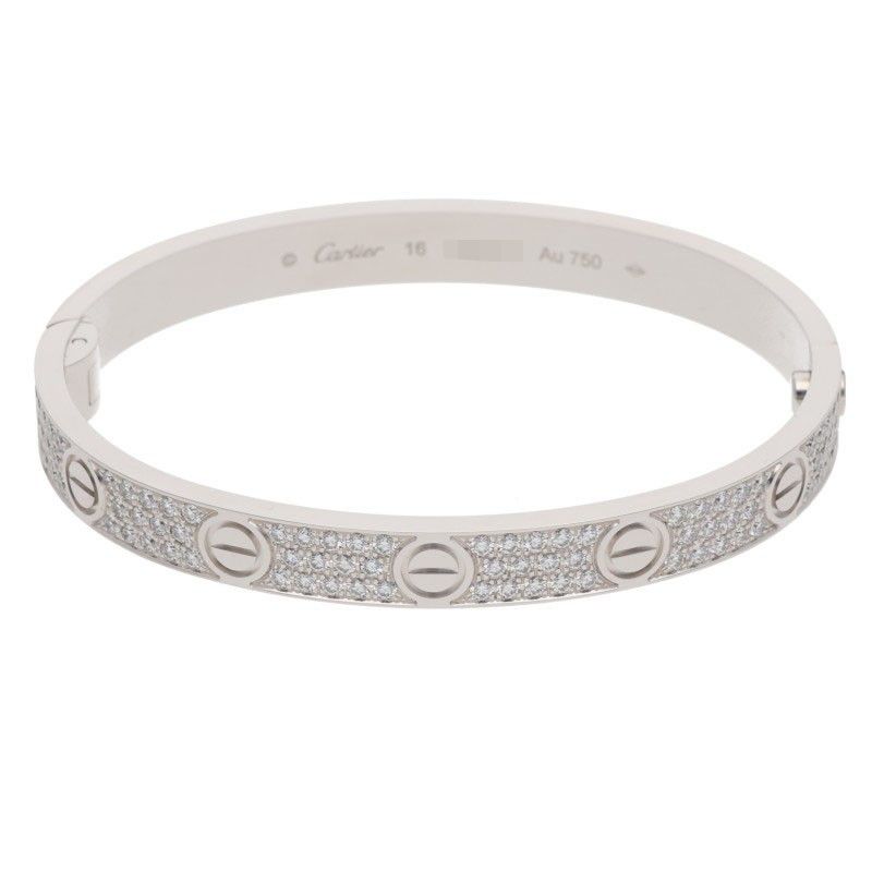 カルティエ LOVE BRACELET PAVE DIAMONDS K18WG PAVEダイヤ ラブブレスレット メンズ 16
