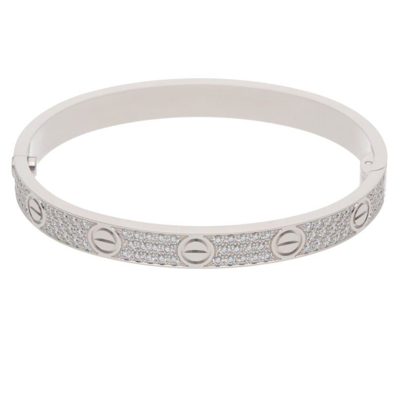 カルティエ LOVE BRACELET PAVE DIAMONDS K18WG PAVEダイヤ ラブブレスレット メンズ 16