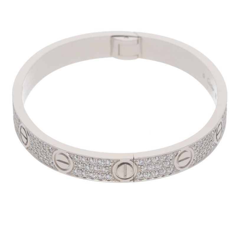 カルティエ LOVE BRACELET PAVE DIAMONDS K18WG PAVEダイヤ ラブブレスレット メンズ 16