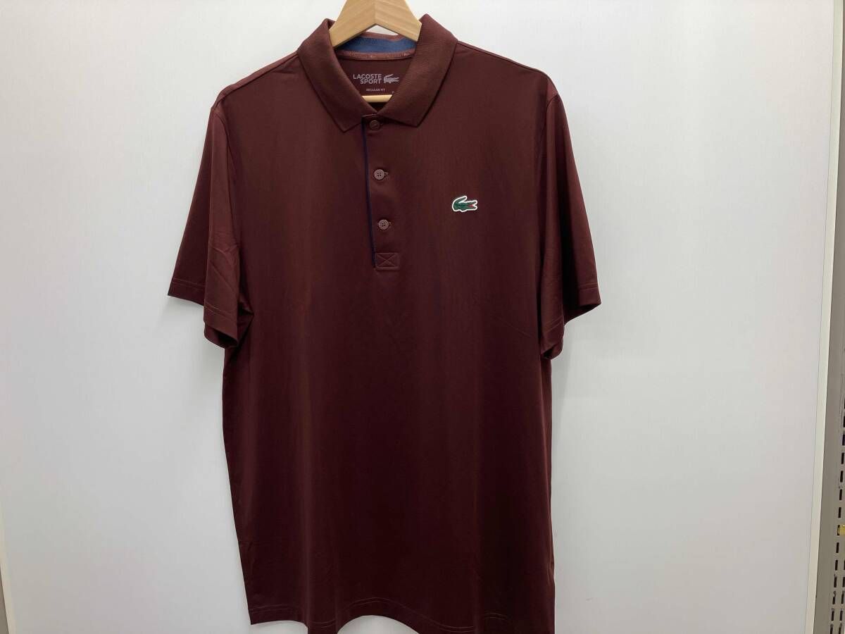 LACOSTE SPORT ラコステスポーツ 半袖ポロシャツ ポリエステル ポリウレタン ブラウン系サイズL ラバーロゴ