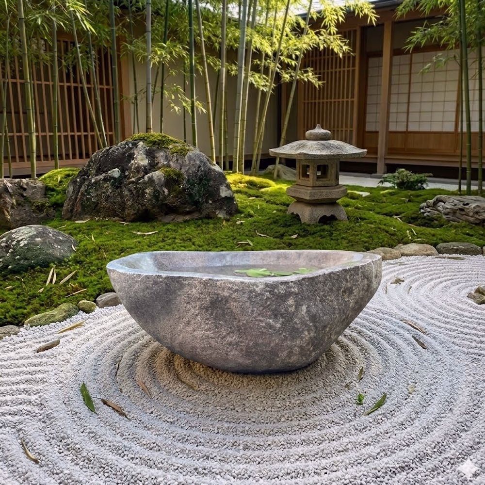 天然石 手水鉢 つくばい 睡蓮鉢 水鉢 蹲 水盤 坪庭 和風 庭園 おしゃれ