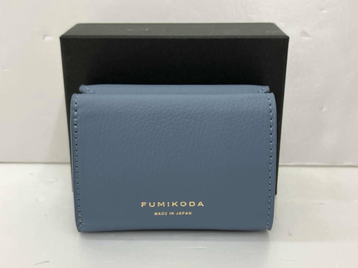 FUMIKODA フミコダ コンパクト財布 三つ折り財布 ヴィーガンレザー ＩＶＹ アイビー 箱あり ブルー系 通年