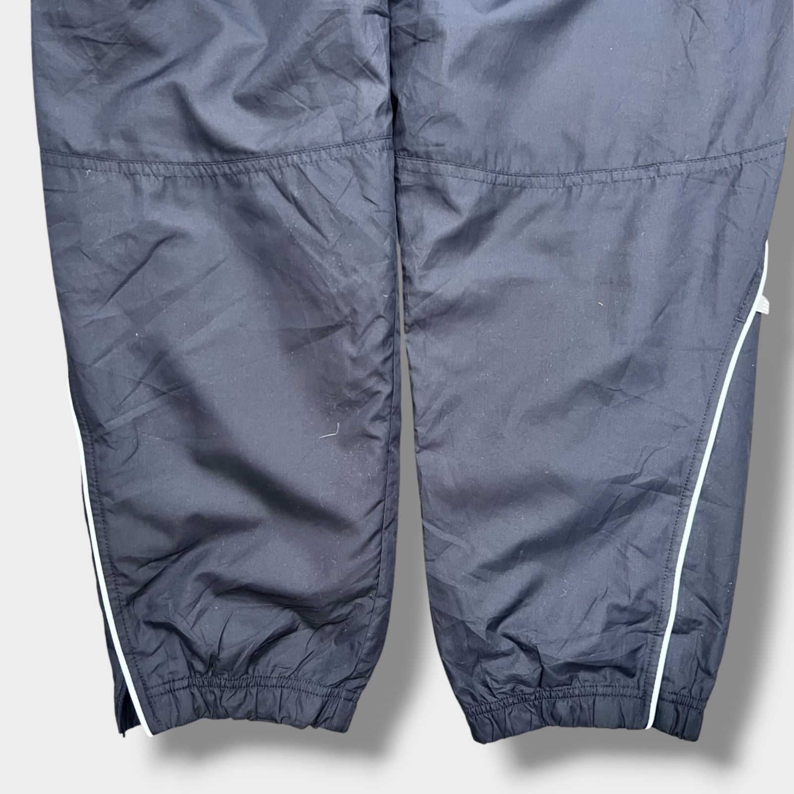 adidas 00s ナイロントラックパンツ ネイビー M 裾ジップ Y2K テック 