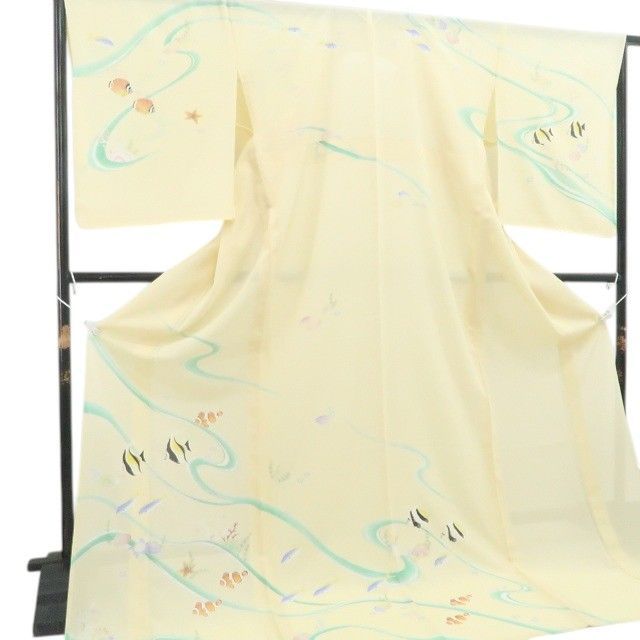 ❁tomihisa❁新品 絽 千總謹製 落款 熱帯魚 夏着物 仕付け糸付 夏着物