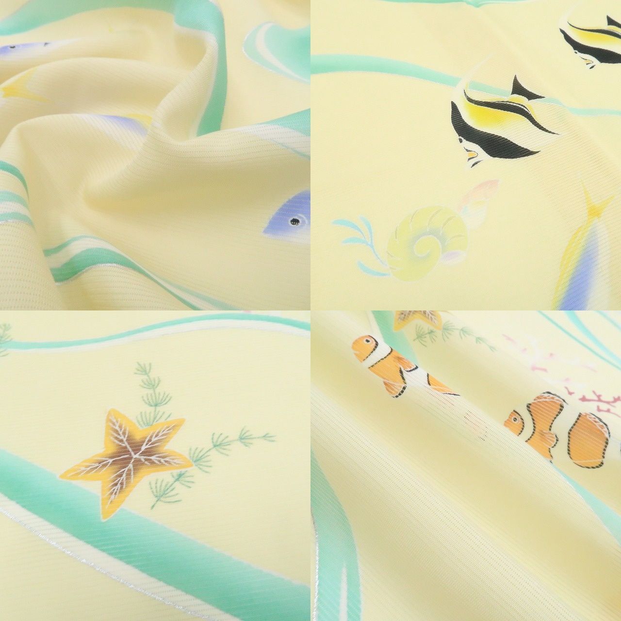 ❁tomihisa❁新品 絽 千總謹製 落款 熱帯魚 夏着物 仕付け糸付 夏着物 