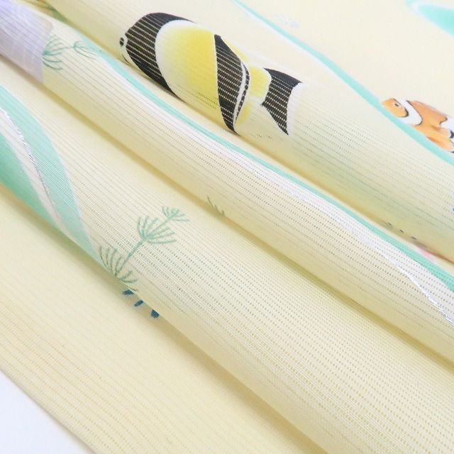 ❁tomihisa❁新品 絽 千總謹製 落款 熱帯魚 夏着物 仕付け糸付 夏着物