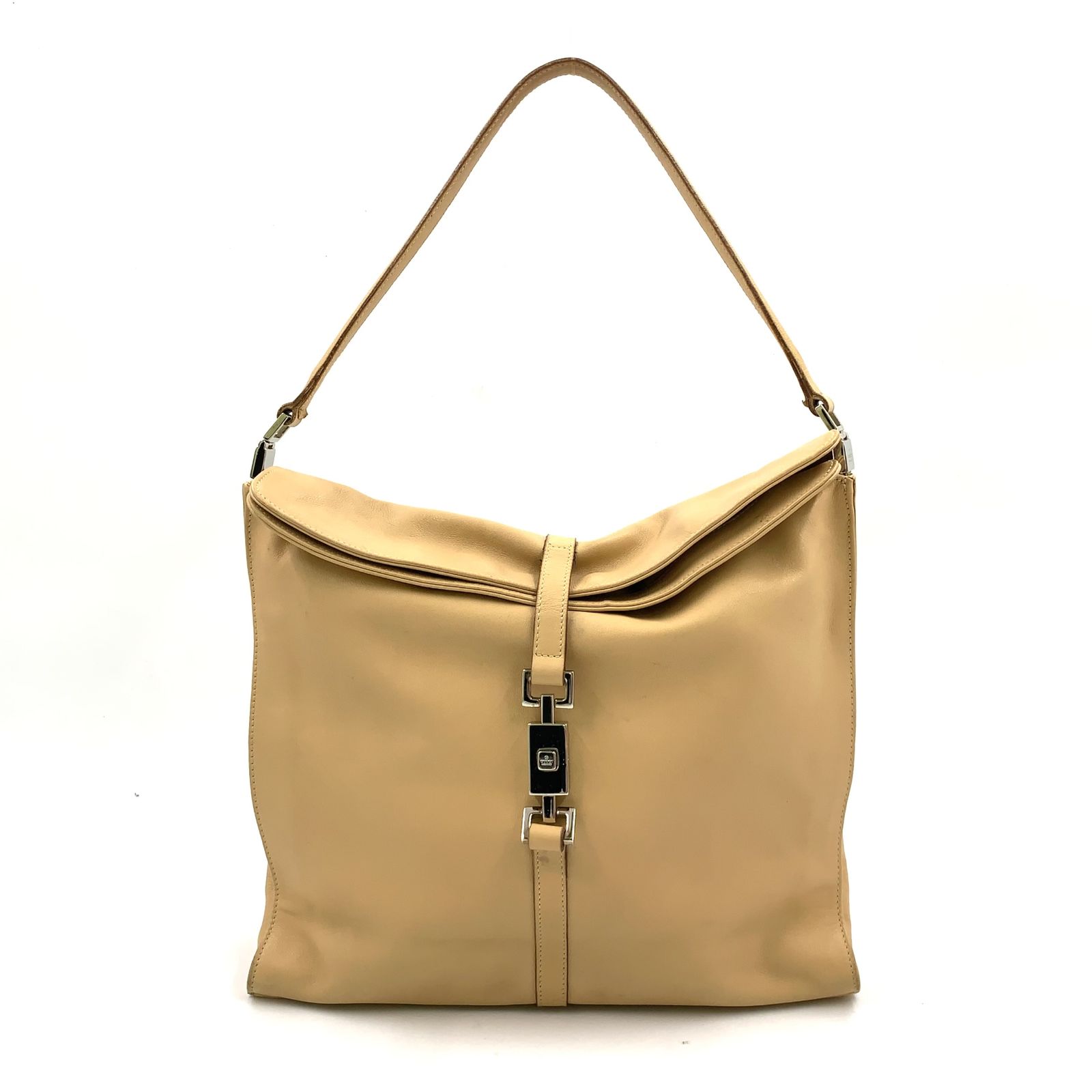 GUCCI ジャッキー ロゴ金具 レザー ベージュ ワンショルダーバッグ シルバー 001・3355