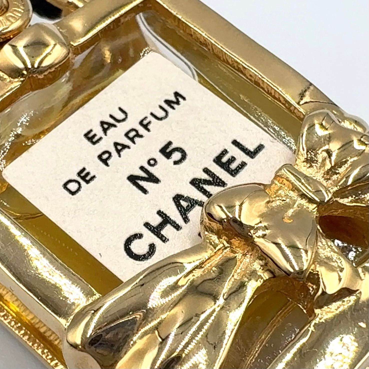 CHANEL 香水ボトルネックレス ゴールド No.5 ヴィンテージ CHANEL ヴィンテージNo.5香水ボトル GP×ナイロン ゴールド×ブラック