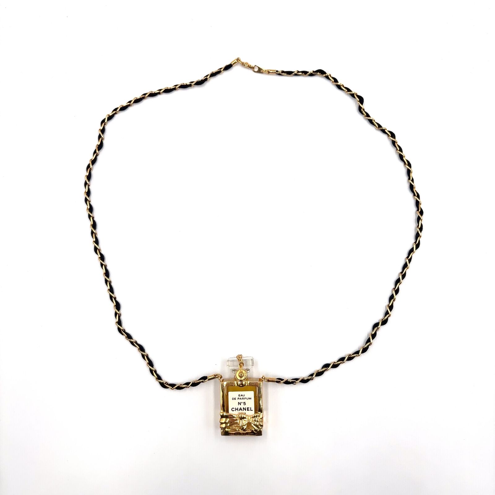 CHANEL ヴィンテージNo.5香水ボトル GP×ナイロン ゴールド×ブラック