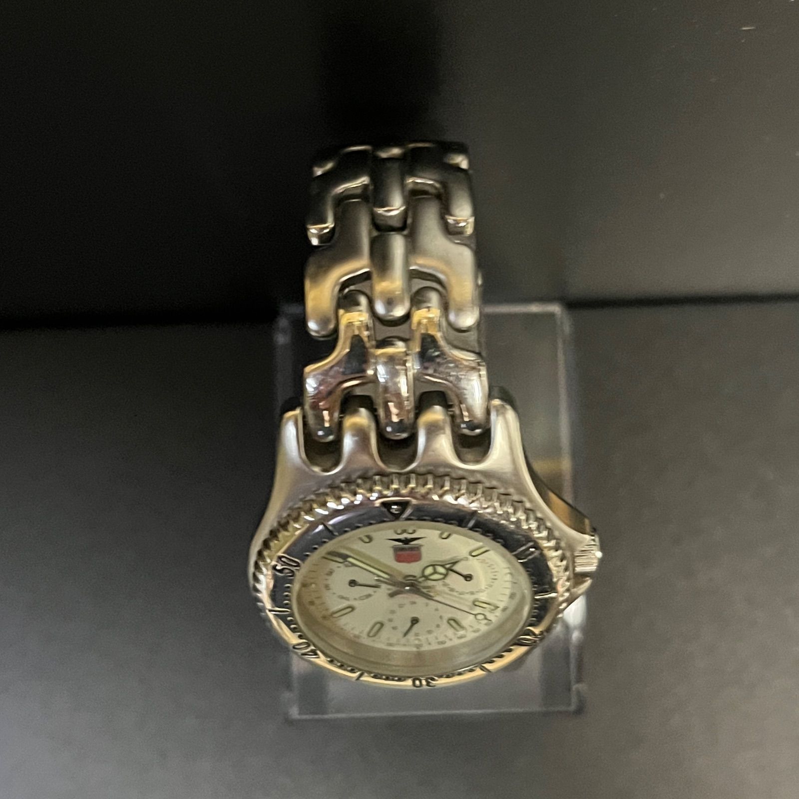 エルジン ELGIN FK-534-A 白黒文字盤 実働 モノクロ 回転ベゼル 腕時計