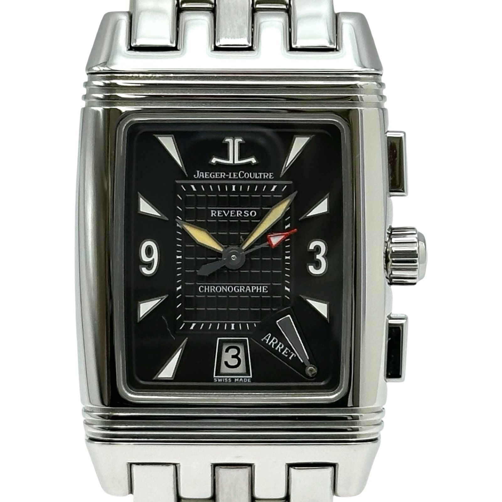 ジャガー・ルクルト JAEGER-LE COULTRE レベルソ グランスポール クロノグラフ Q2958102 ブラック ステンレススチール 手巻き メンズ 腕時計 499,200円