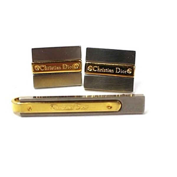 クリスチャンディオール ネクタイピン カフス セット シルバー ゴールド 中古 ABランク Christian Dior メンズ 男性 ビジネス スーツ小物