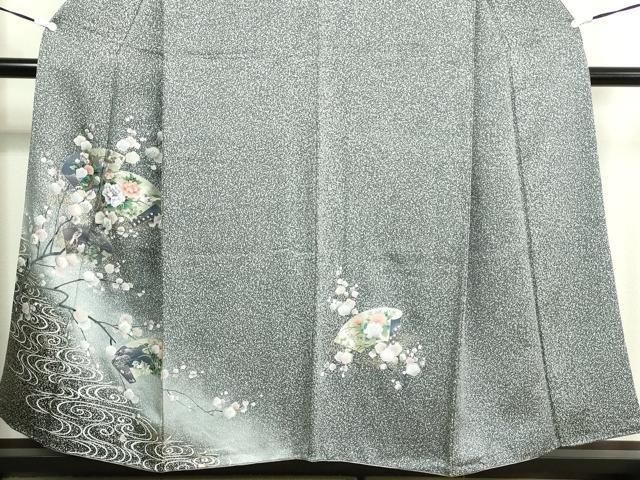 MO-00794 訪問着 地紙流水花鳥文 暈し染め 金彩 さが美扱い 正絹 逸品