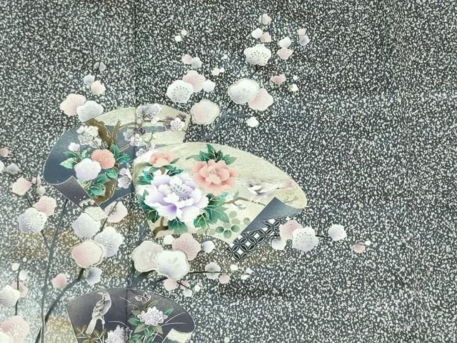 MO-00794 訪問着 地紙流水花鳥文 暈し染め 金彩 さが美扱い 正絹 逸品