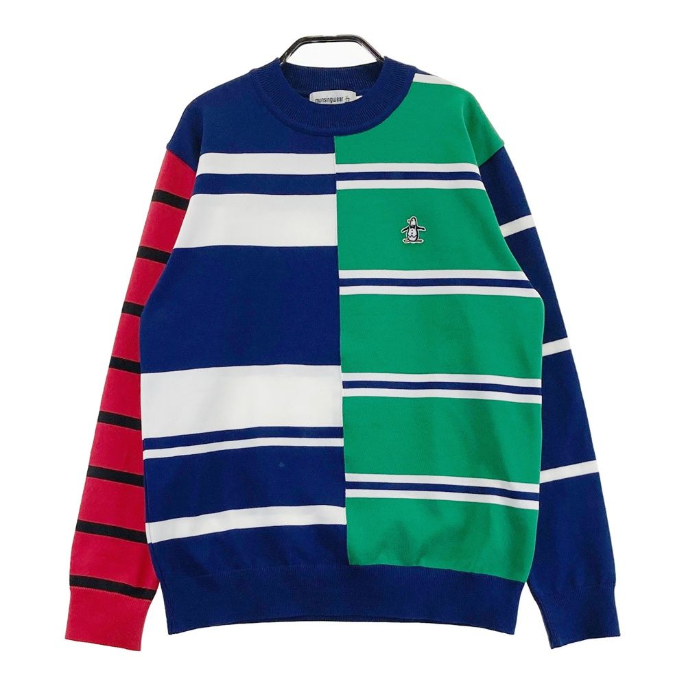 サイズ：L MUNSING WEAR マンシングウェア ニットセーター ボーダー柄 ネイビー系 [240101688662] ゴルフウェア レディース ストスト