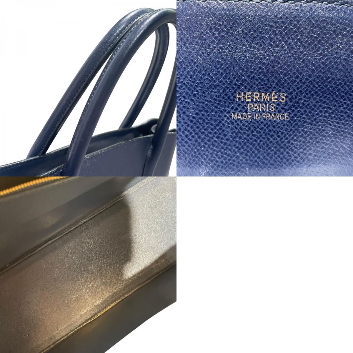 エルメス HERMES ホワイトバスGM □F刻印 ブルーインディゴ クシュベル 