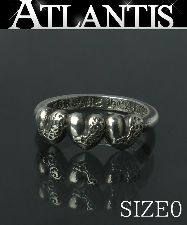CHROME HEARTS 銀座店 クロムハーツ バブルガム 3ハート リング 指輪 メンズ シルバー SV925 約0号 102841