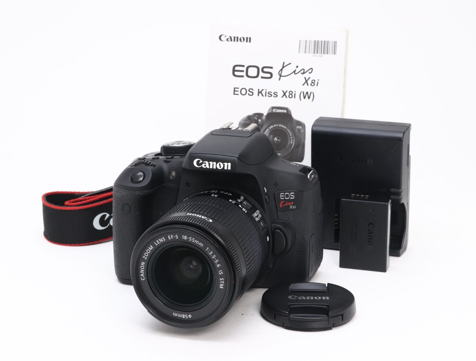 A- (美品) Canon キヤノン EOS Kiss X8i EF-S 18-135mm F3.5-5.6 IS USM レンズキット シャッター回数3888 初期不良返品対応 55-105