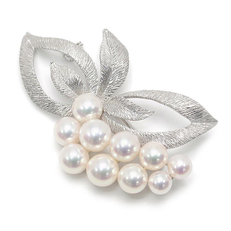 ミキモト MIKIMOTO パールブローチ K18WG 真珠径5-7mm 美品 148,500円