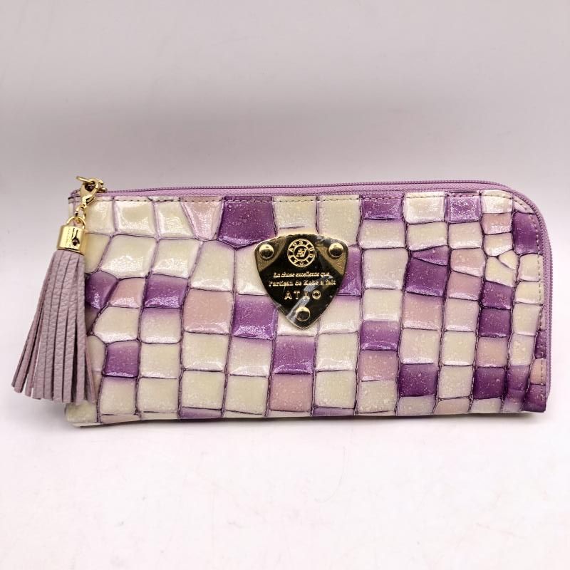 【中古】ATAO リモ ヴィトロ L字ファスナー長財布 ロージーラベンダー　アタオ[17][240017771729]