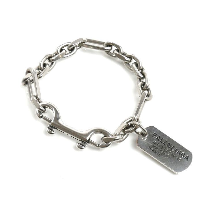 BALENCIAGA バレンシアガ 真鍮 Tags カラビナ ブレスレット 792886TZ99I0911 22.5cm メンズ 中古