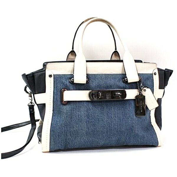 コーチ ソフトスワッガー 2WAY ハンドバッグ 肩掛け 斜め掛け 37731 デニム 中古 ABランク COACH 女性 レディース
