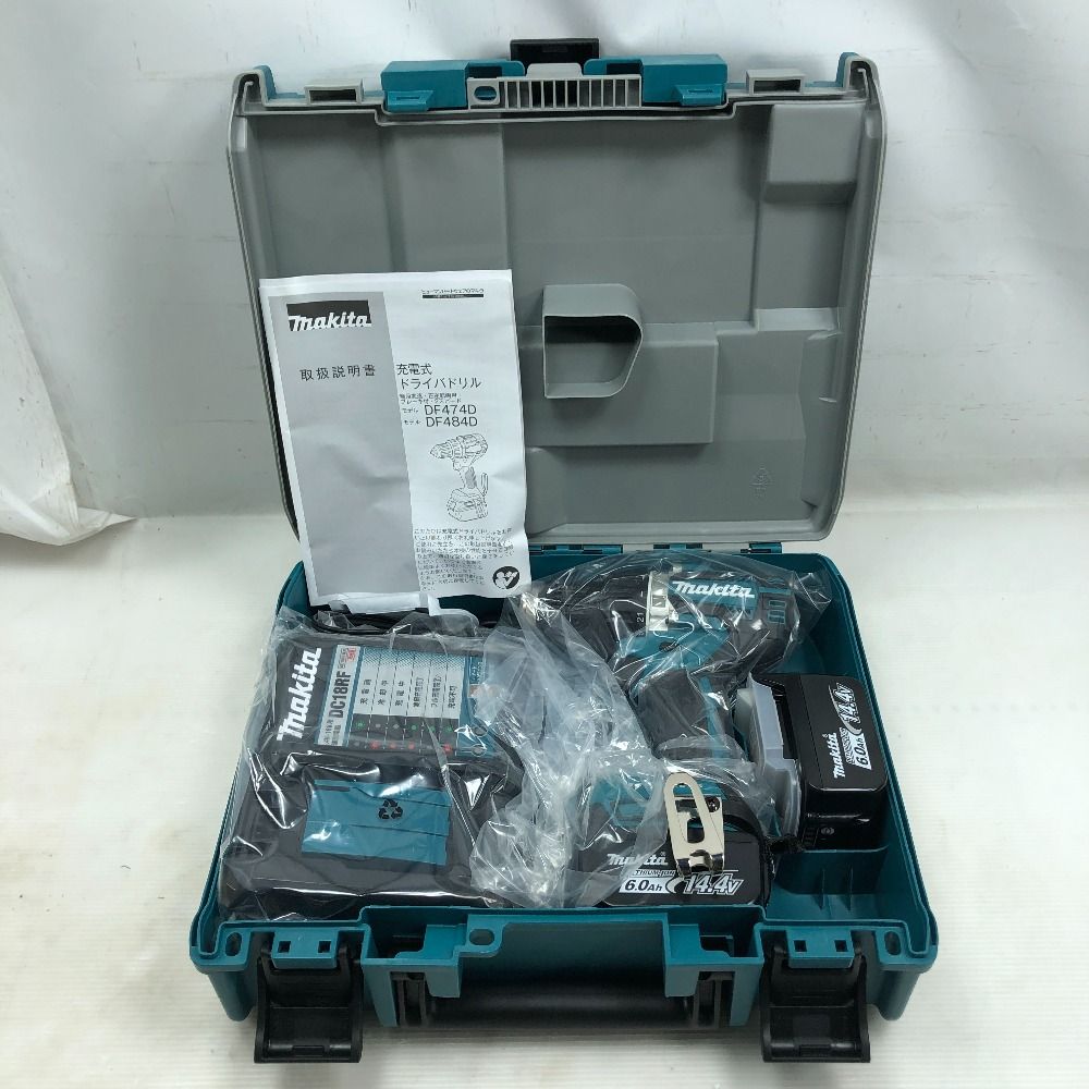 MAKITA マキタ 工具 ドライバドリル 未使用品(S) 充電器・充電池2個・ケース付 コードレス式 14.4v DF474DRGX ブルー