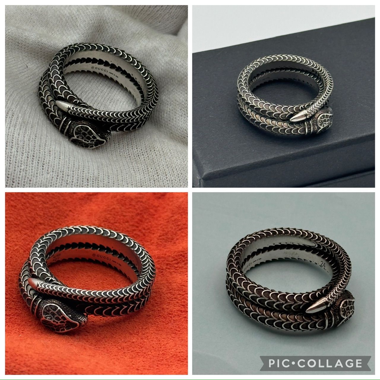 23号】GUCCI ガーデンスネーク ヘビ 925 アラベスク 指輪 リング 5-13