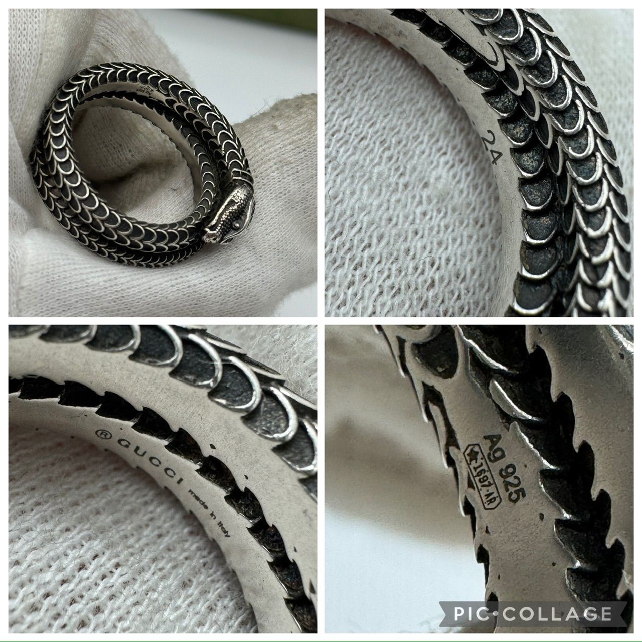 23号】GUCCI ガーデンスネーク ヘビ 925 アラベスク 指輪 リング 5-13