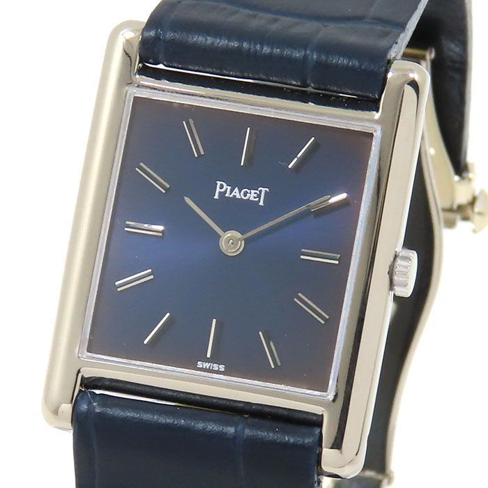 PIAGET ピアジェ トラディション タンク 90802 ホワイト文字盤 K18WG 750 ホワイトゴールド レザー 社外ベルト 約33.1g 腕時計 手巻き レディース 送料無料【仕上・OH済】241001029619