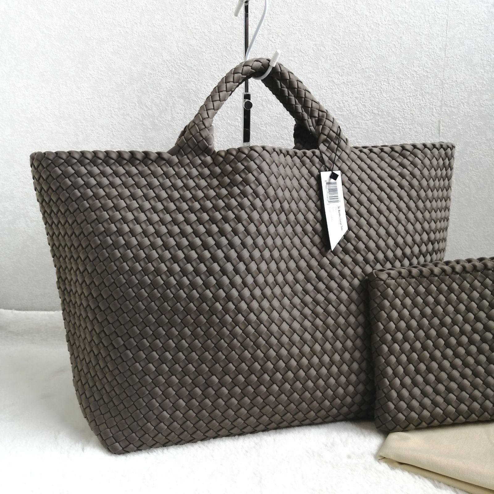 未使用タグ付☆ナゲディ トートバッグ ラージ terre St Large Barths NAGHEDI トープ ポーチ 編み
