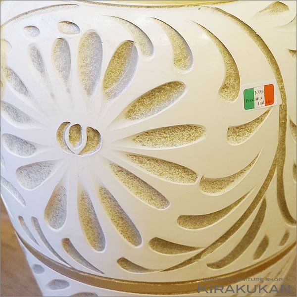 イタリア製 アンブレラスタンド 傘立て 陶器 白 ホワイト 手彩色 傘立て 大容量 インテリア 雑貨 アンティーク 傘立 玄関 インテリア 置物 アンティーク 北欧 かさたて