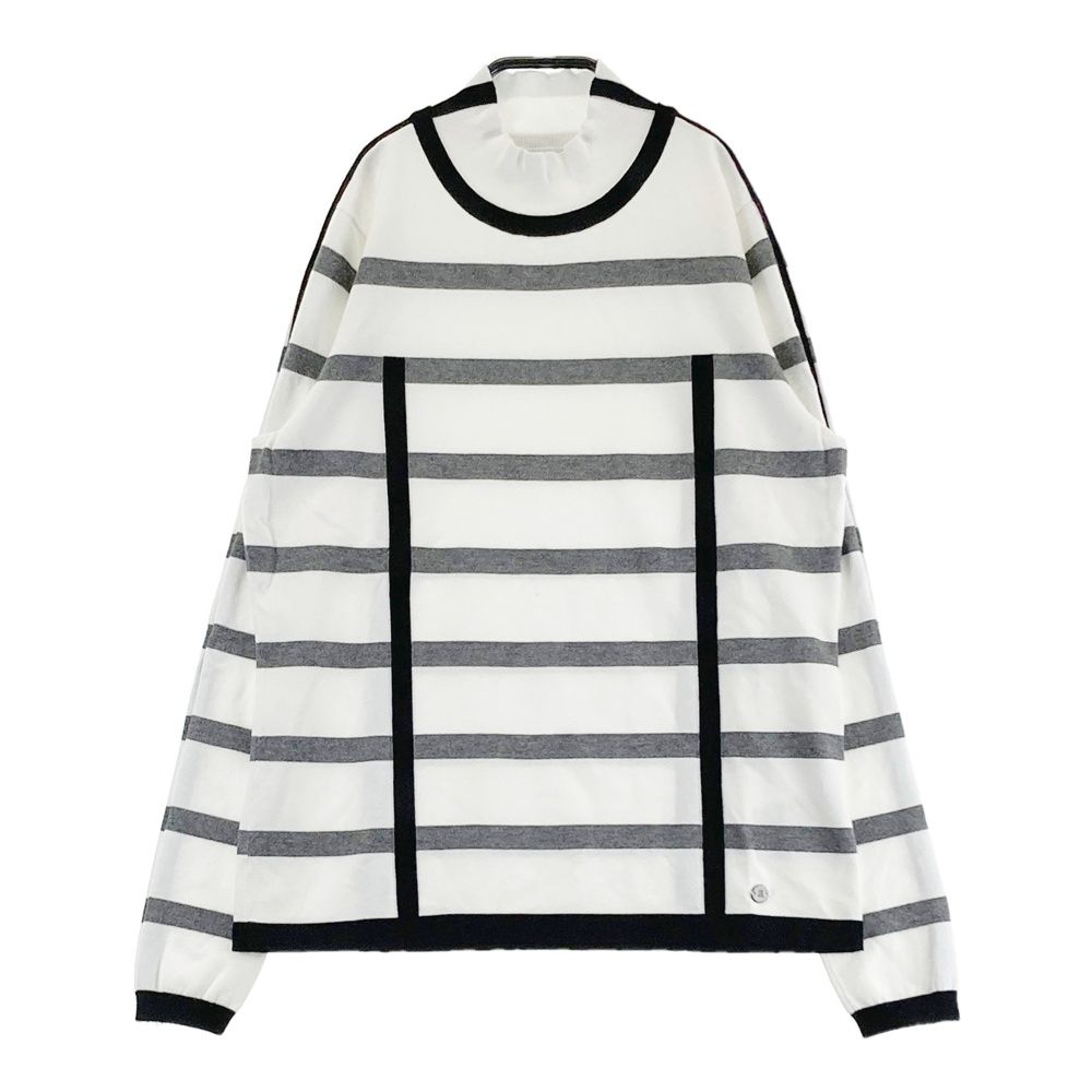 サイズ：40 LANVIN SPORT ランバン スポール ハイネック ニットセーター ボーダー柄 ホワイト系 [240101688259] ゴルフウェア レディース ストスト