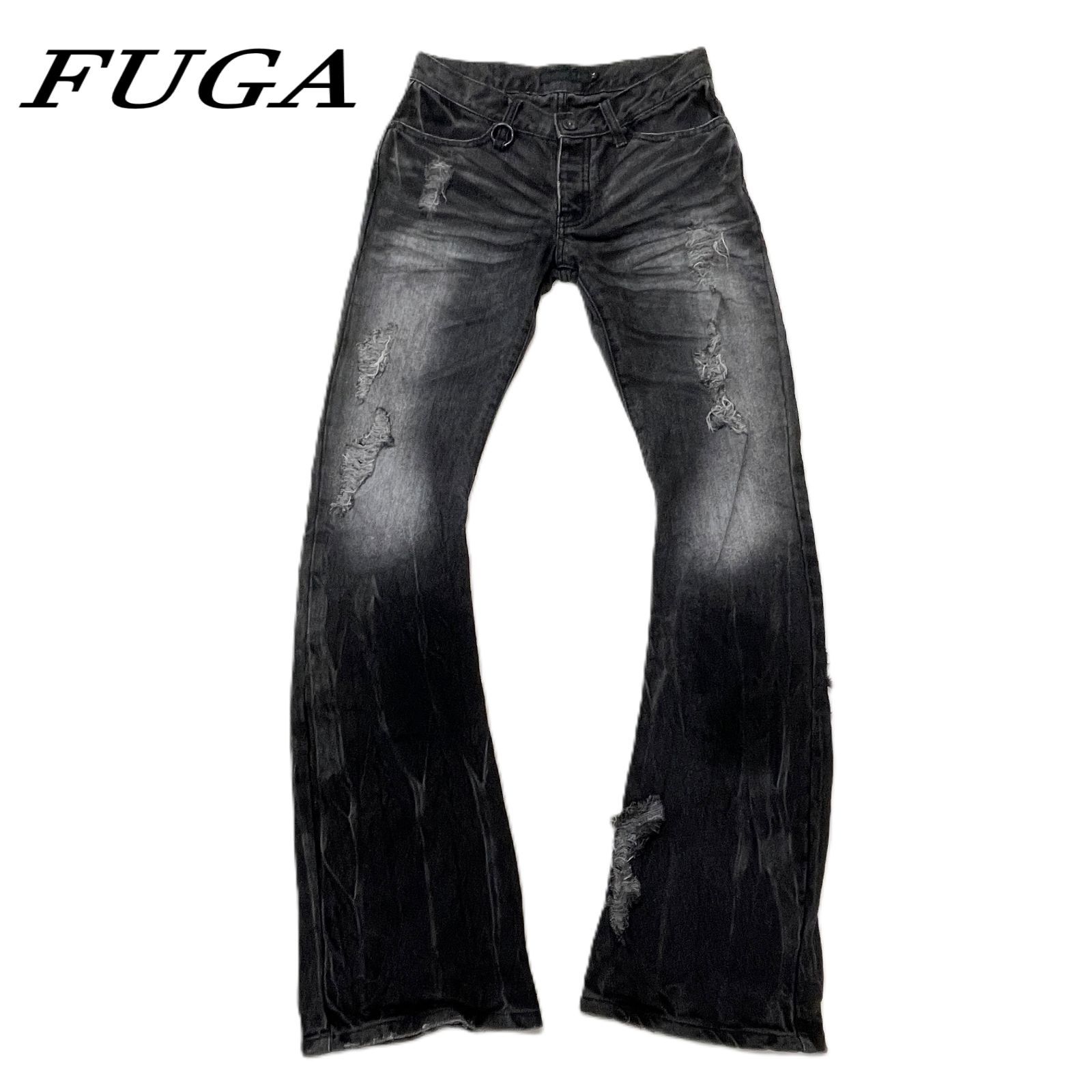 FUGA フーガ Hard Crash Denim 44 ブーツカット 平成 お兄系 Y2K BLK/ブラック