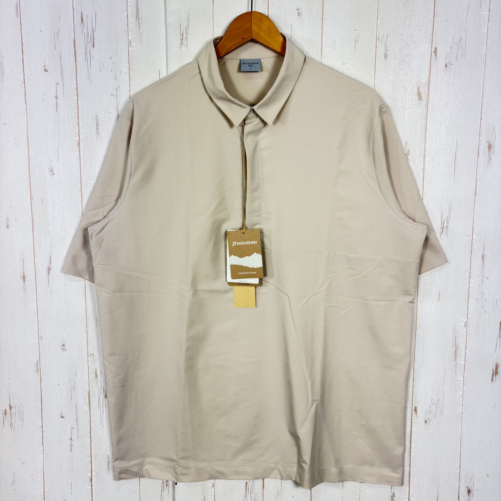 ✉️Men's L アイボリー系 Houdini ( フーディニ ) メンズ コスモ シャツ Men's Cosmo Shirt 238724 Foggy Mountain z00058226 Foggy Mountain 化繊 ショートスリー
