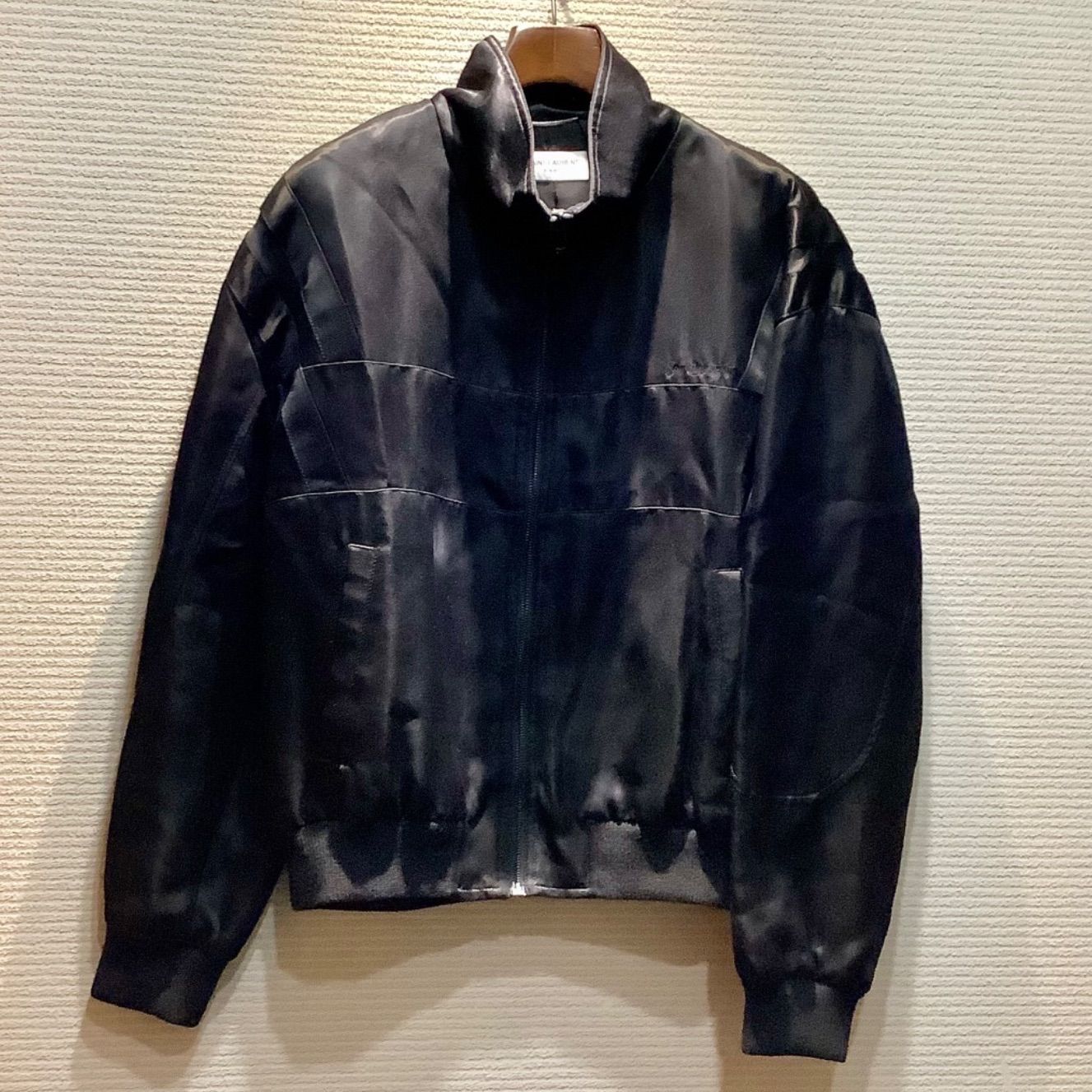 サンローラン SAINT LAURENT 23年 エディ期 ロゴ刺繍 トラックジャケット ボンバージャケット ブルゾン 黒 [50] メンズ 779952 I454