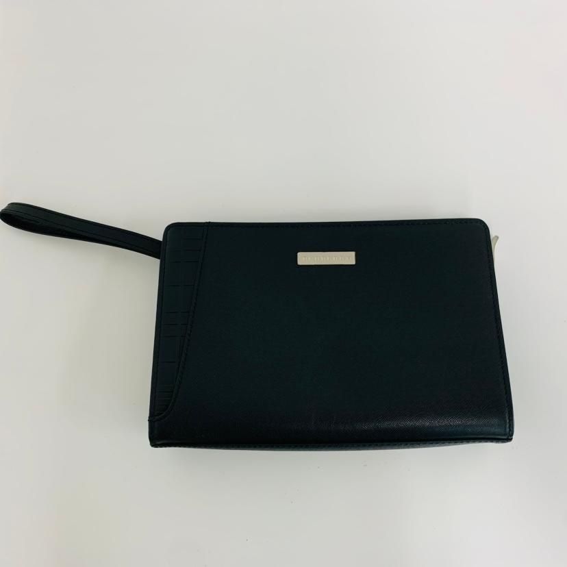 【未使用級】BURBERRY バーバリー レザー セカンドバッグ クラッチバッグ 黒