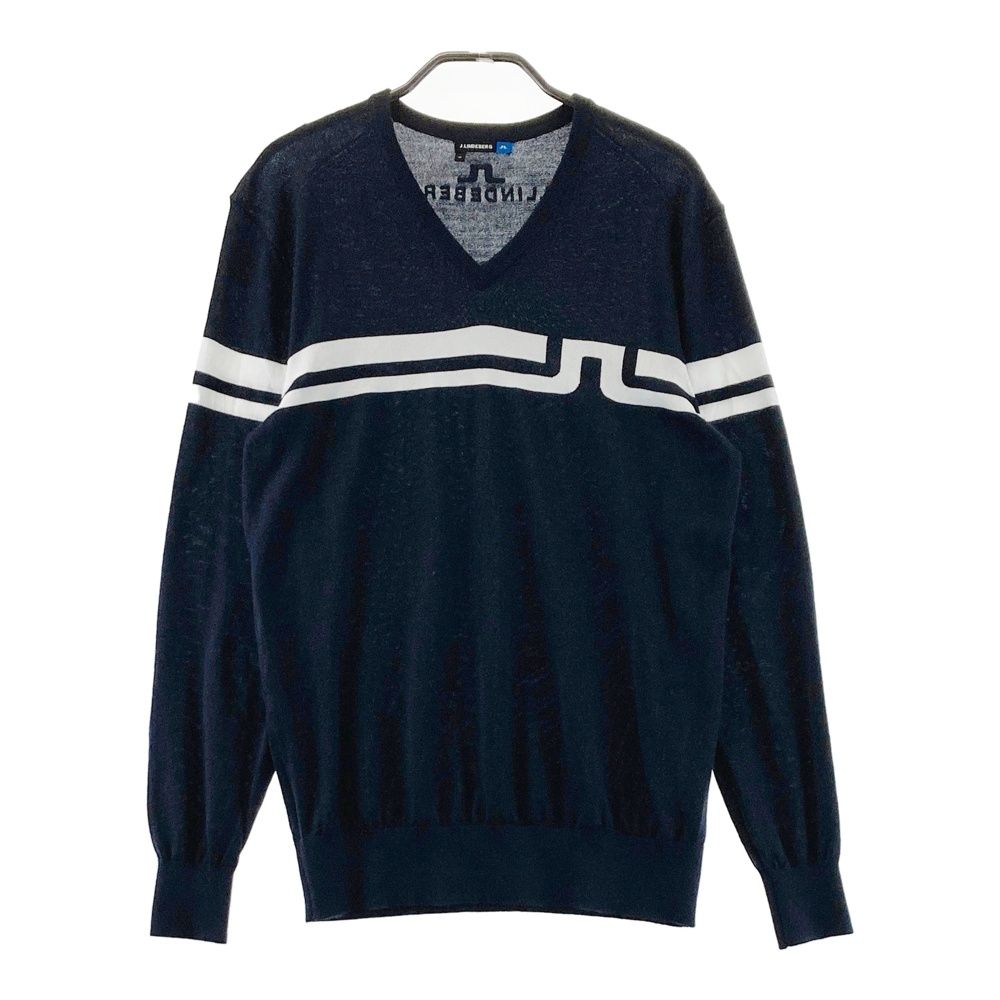 サイズ：M J.LINDEBERG ジェイリンドバーグ 071-18911 カシミヤ混 Vネック ニットセーター ネイビー系 [240101689615] ゴルフウェア メンズ ストスト
