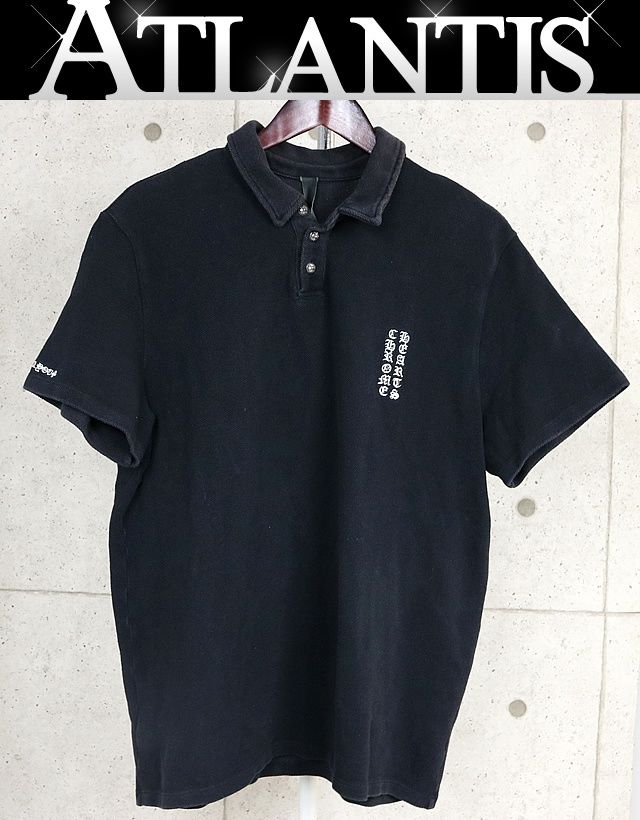 CHROME HEARTS 銀座店 クロムハーツ クロスボタン オールドイングリッシュロゴ ポロシャツ size:XS 黒 103272