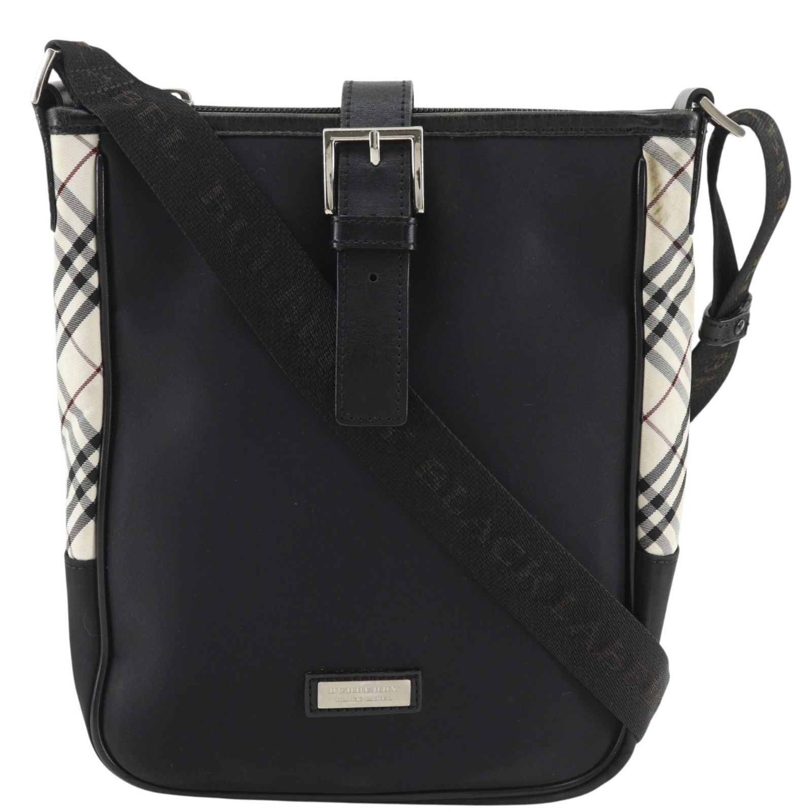 【BURBERRY BLACK LABEL】バーバリーブラックレーベル ノバチェック ナイロン 黒 メンズ ショルダーバッグ