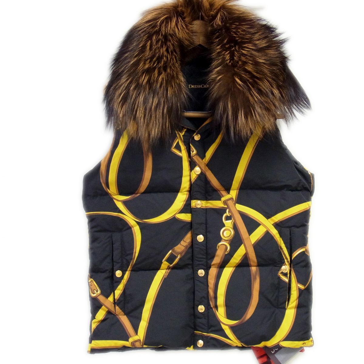 新品 定価102,900円◇DRESS CAMP×DUVETICA フォックスファー ダウンベスト Y2K バロック柄 ドレスキャンプ×デュベティカ レディース