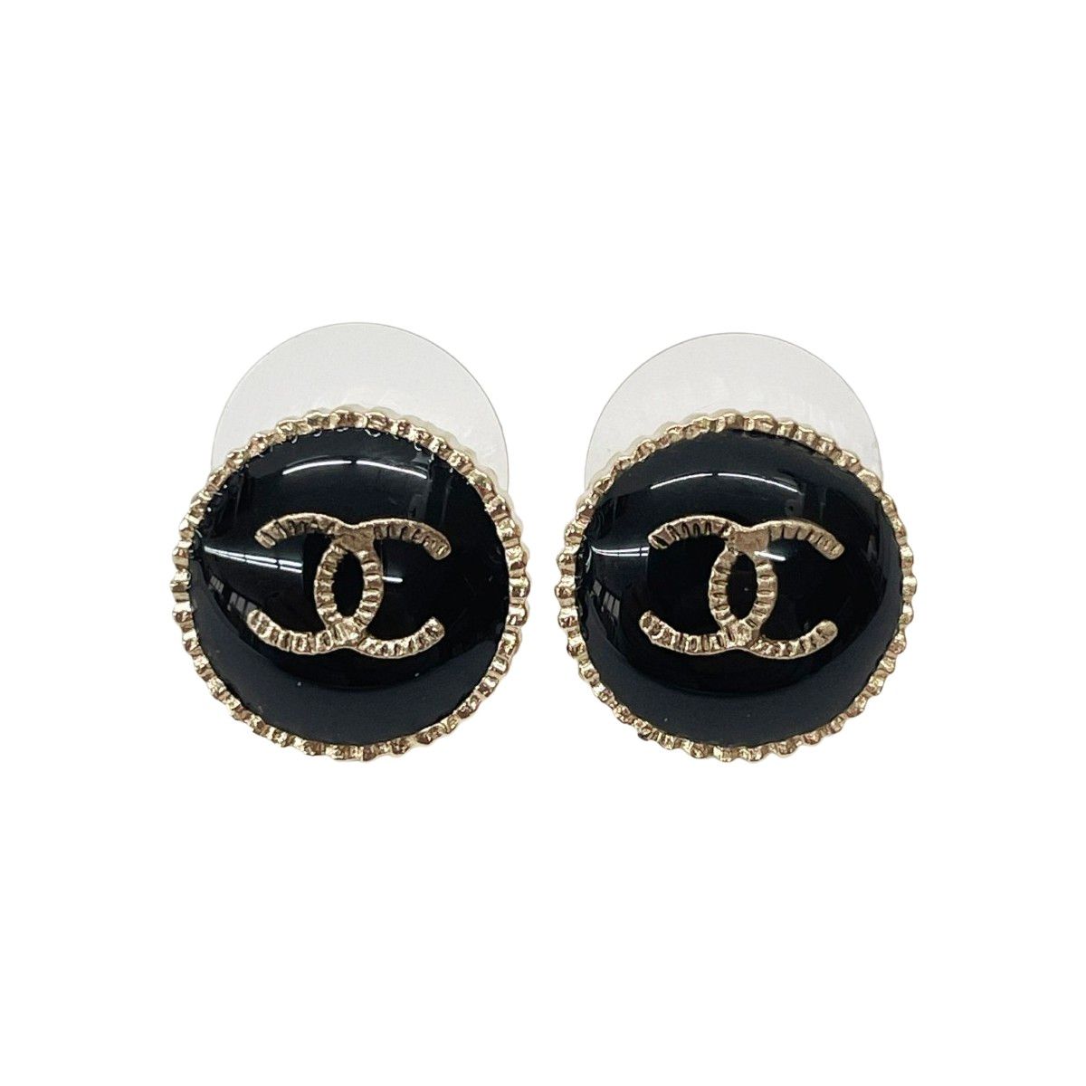 CHANEL シャネル ピアス メタル レジン ココマーク A95896 ブラック×ゴールド