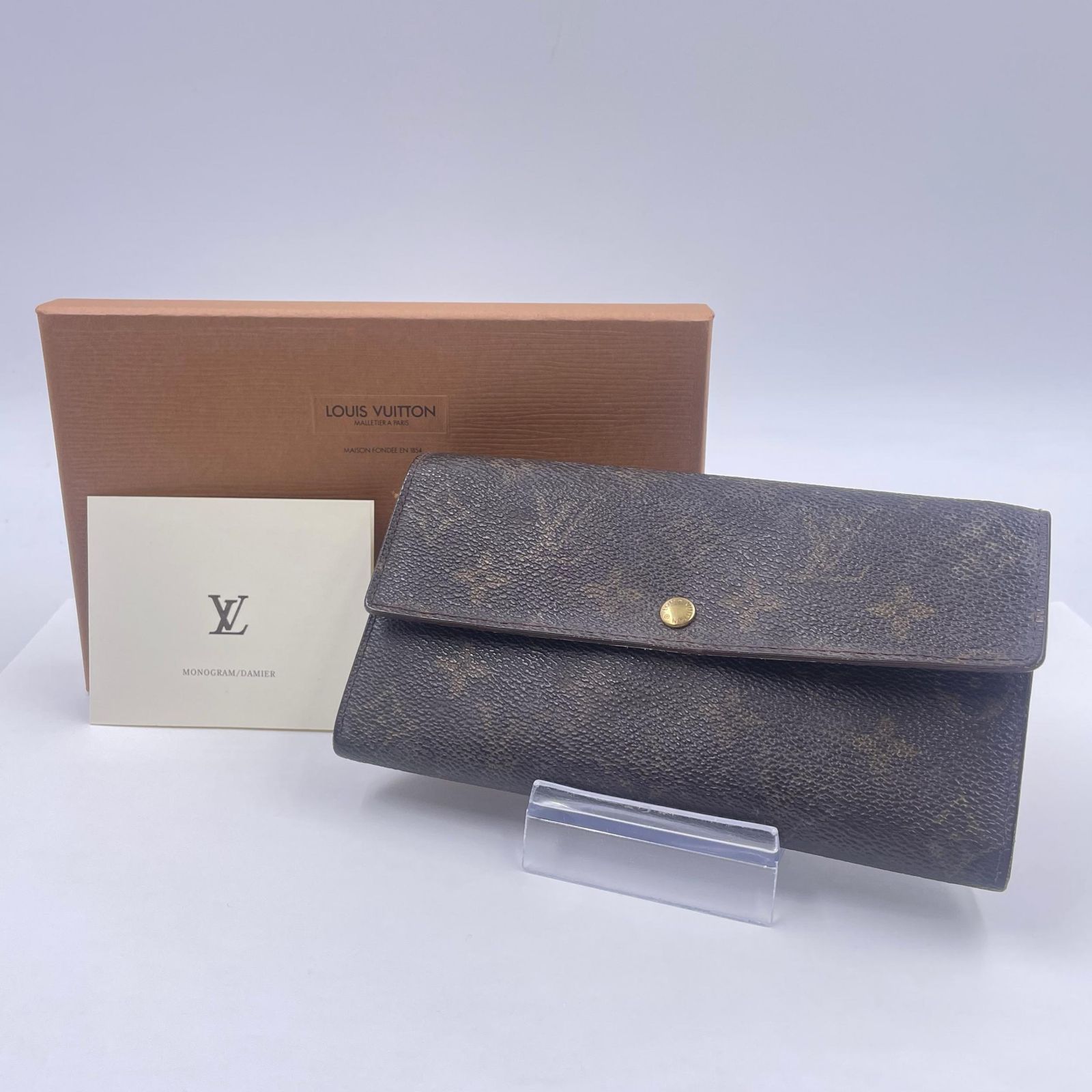LOUIS VUITTON ルイ・ヴィトン ポルトモネ クレディ モノグラム M61725 長財布 レディース ブラウン 中古