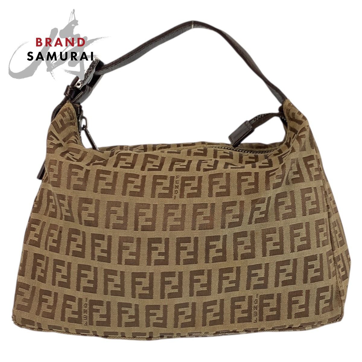 FENDI フェンディ ズッキーノ ブラウン ベージュ キャンバス/レザー 