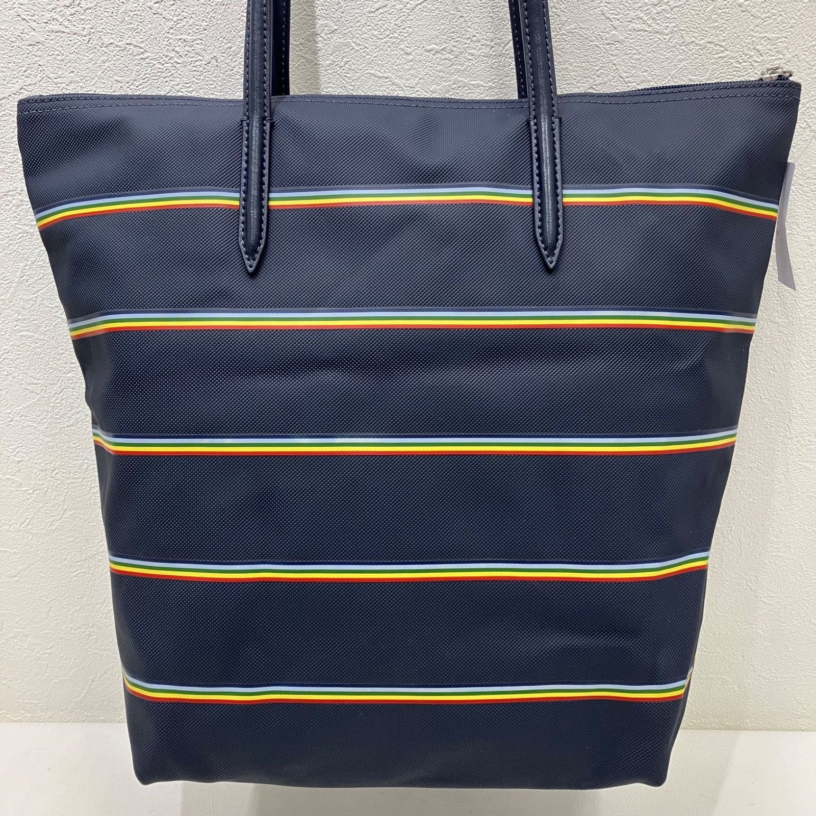 3197 LACOSTE ラコステ トートバッグ ネイビー 紺 ボーダー ストライプ 