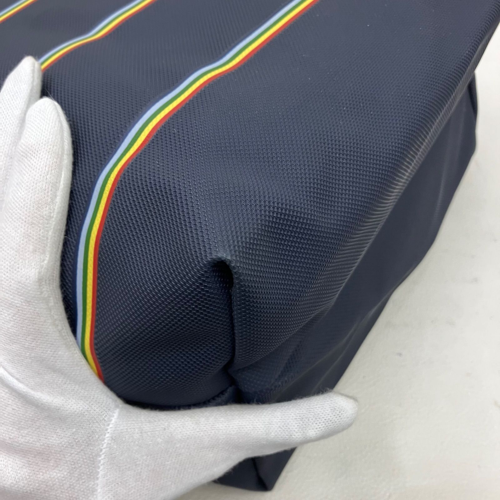 3197 LACOSTE ラコステ トートバッグ ネイビー 紺 ボーダー ストライプ 