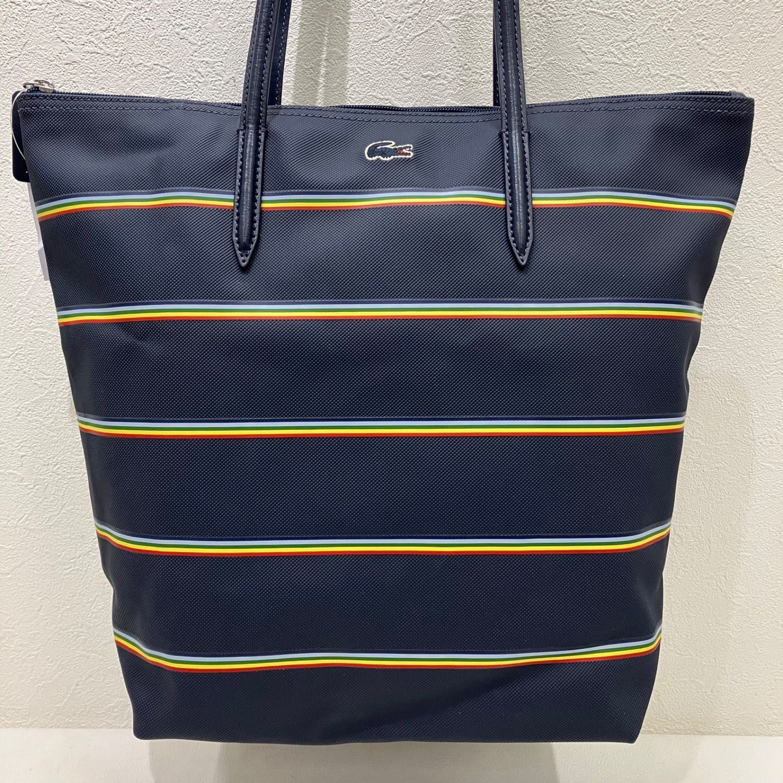 3197 LACOSTE ラコステ トートバッグ ネイビー 紺 ボーダー ストライプ 