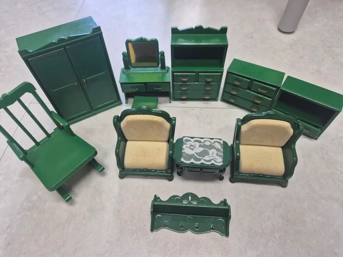 シルバニアファミリー オールド 緑 家具 9種 まとめ