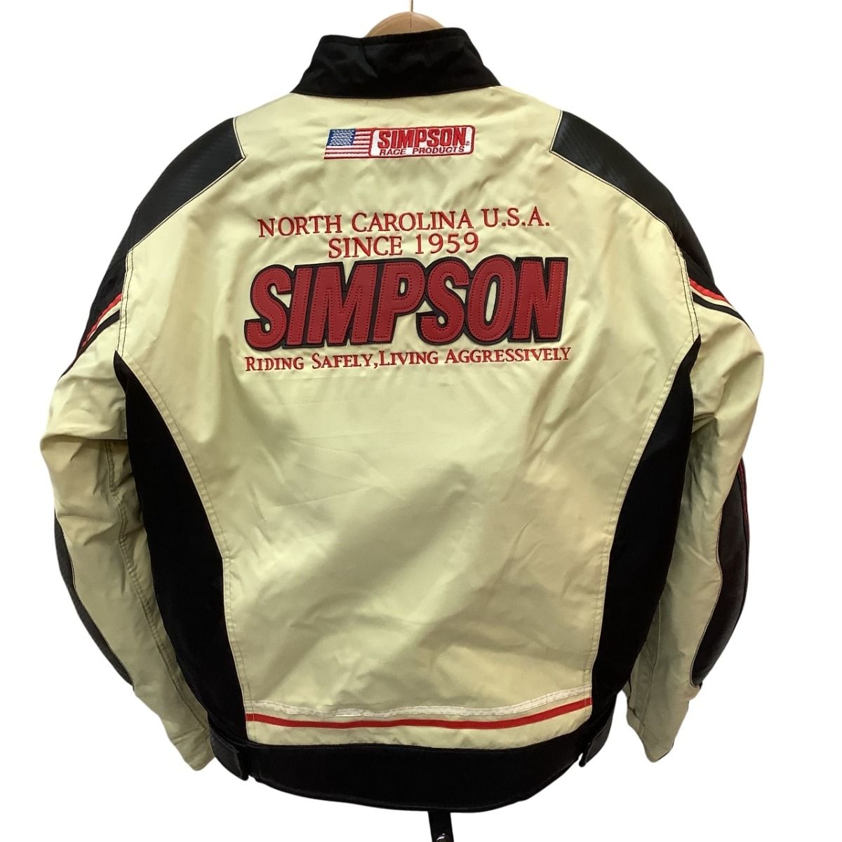 ♪♪simpson メンズ ライダースジャケット レーシングウェア バイク SIZE L ブラック×アイボリー